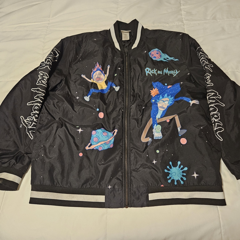 RICK AND MORTY Space Fall Galactic Adventure Mens and Women Zip-Up Bomber Jacket
